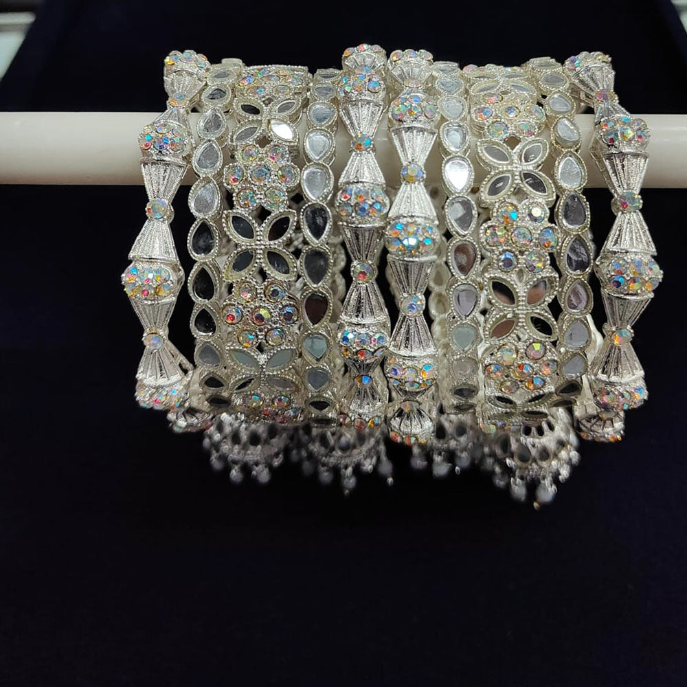 Pooja Bangles Silver Plated Mirror Bangle Set