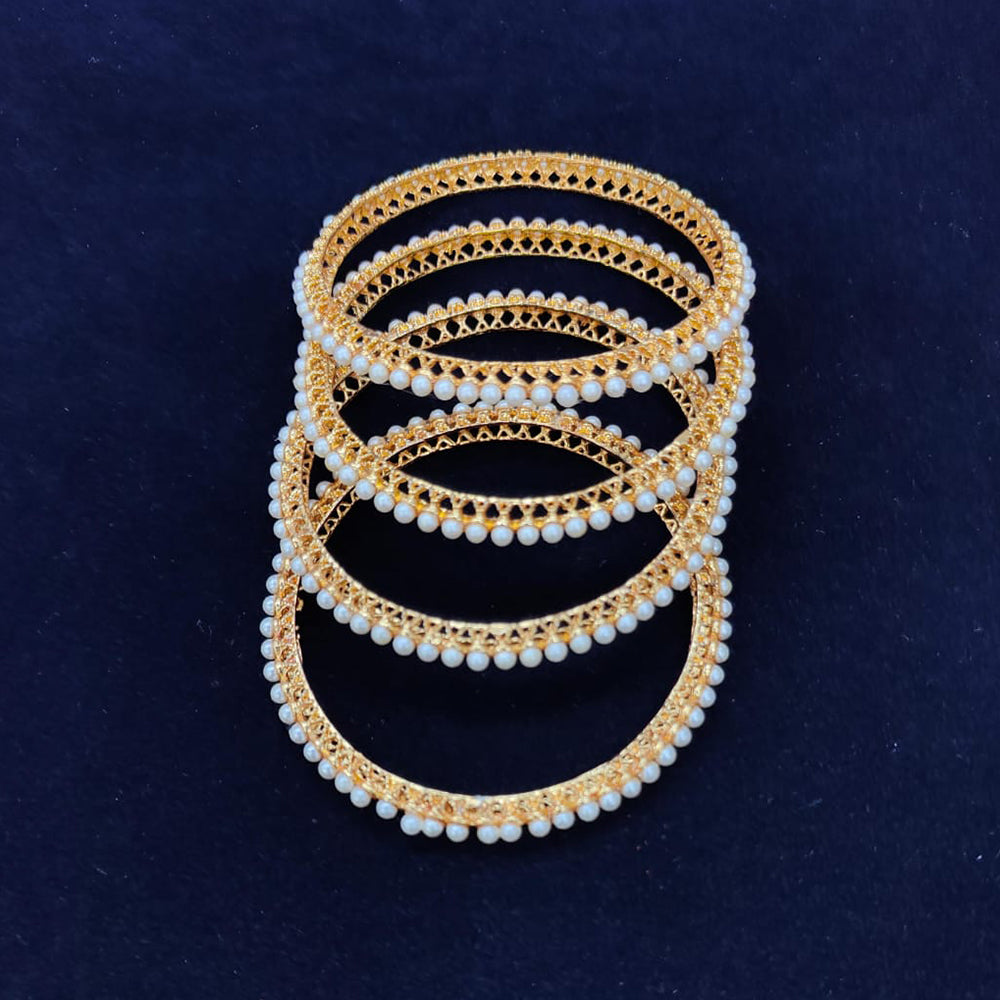 Pooja Bangles Gold Plated Pearls Bangles Set
