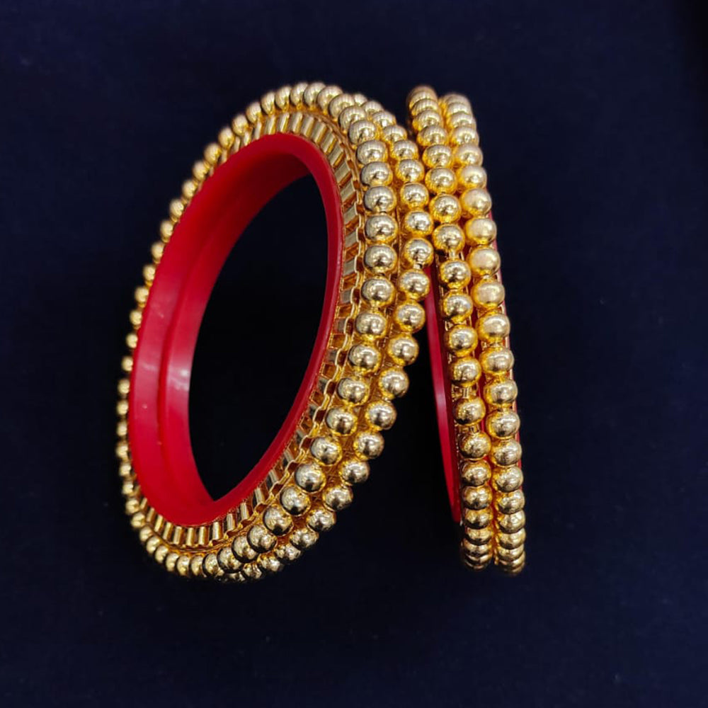 Pooja Bangles Gold Plated Pearls Bangles Set