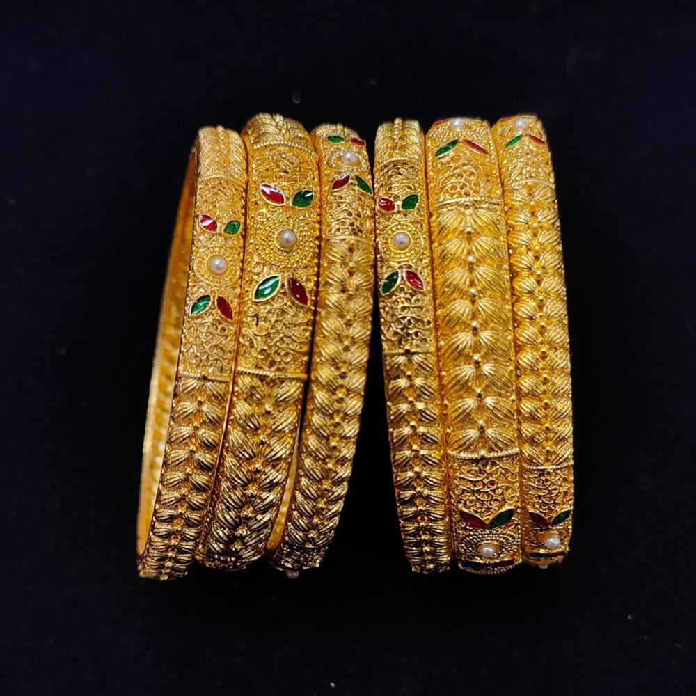 Pooja Bangles Gold Plated Pearls Bangles Set