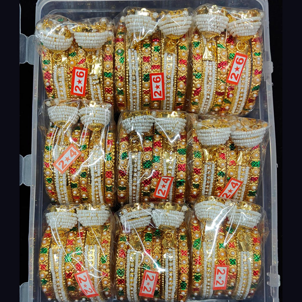 Pooja Bangles Gold Plated Pearls Bangles Set