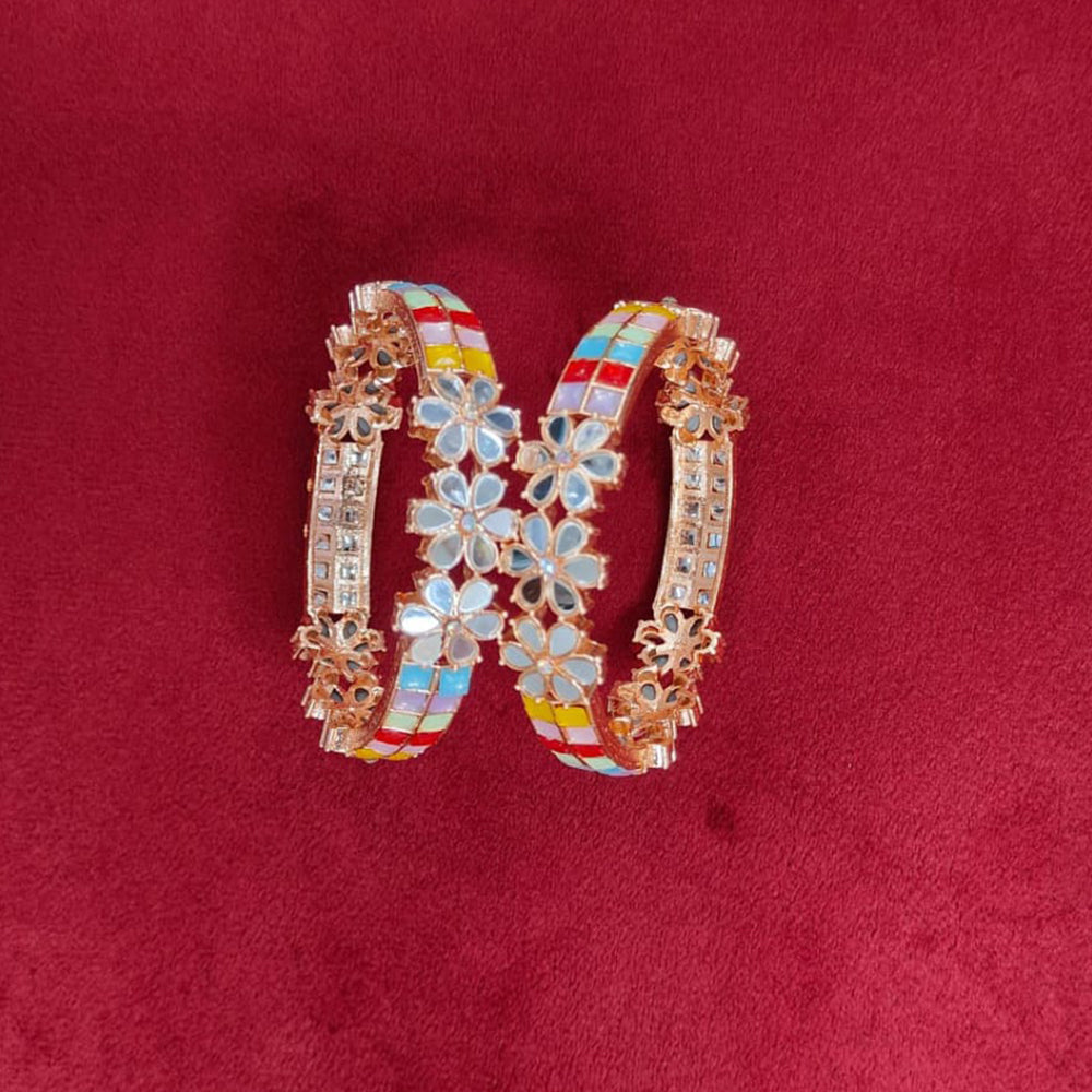 Pooja Bangles Mirror And Meenakari Bangle Set