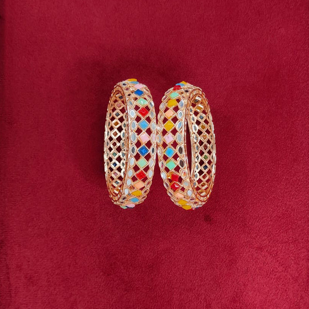 Pooja Bangles Mirror And Pota Stone Bangle Set