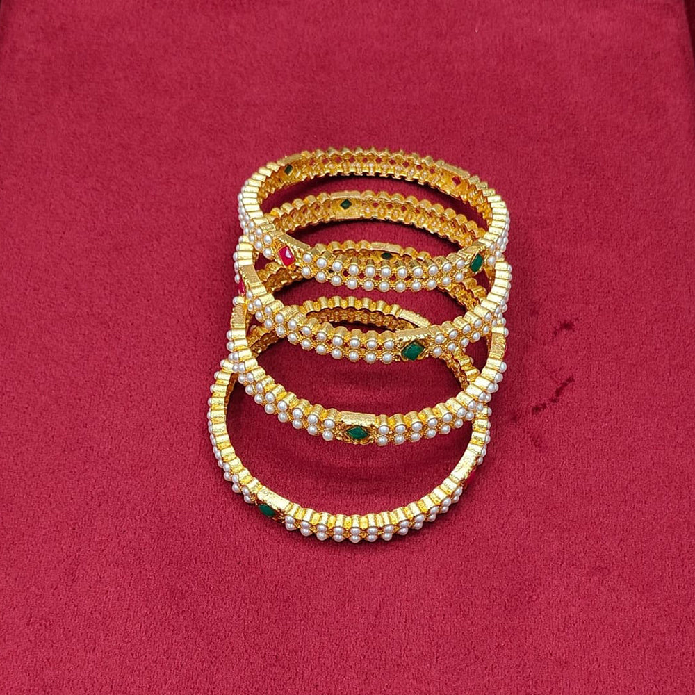 Pooja Bangles Gold Plated Pearl Bangle Set