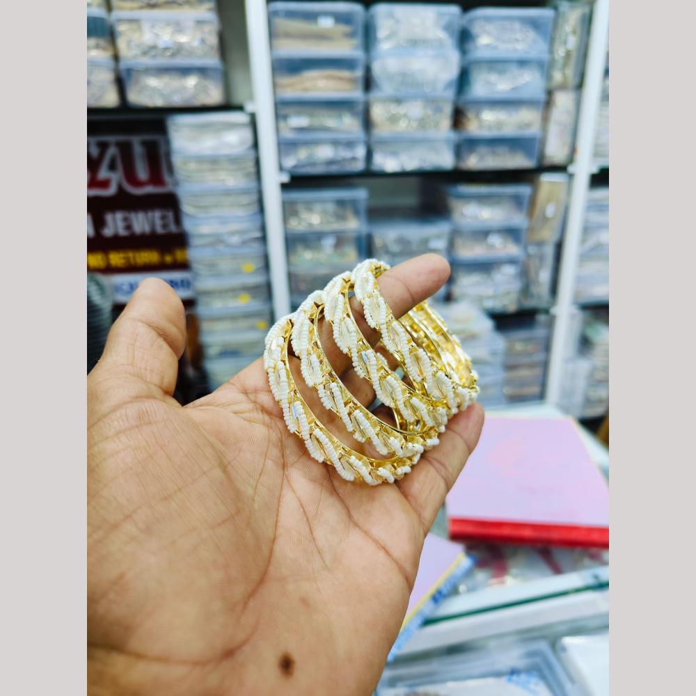 Pooja Bangles Gold Plated Pearls Bangles Set