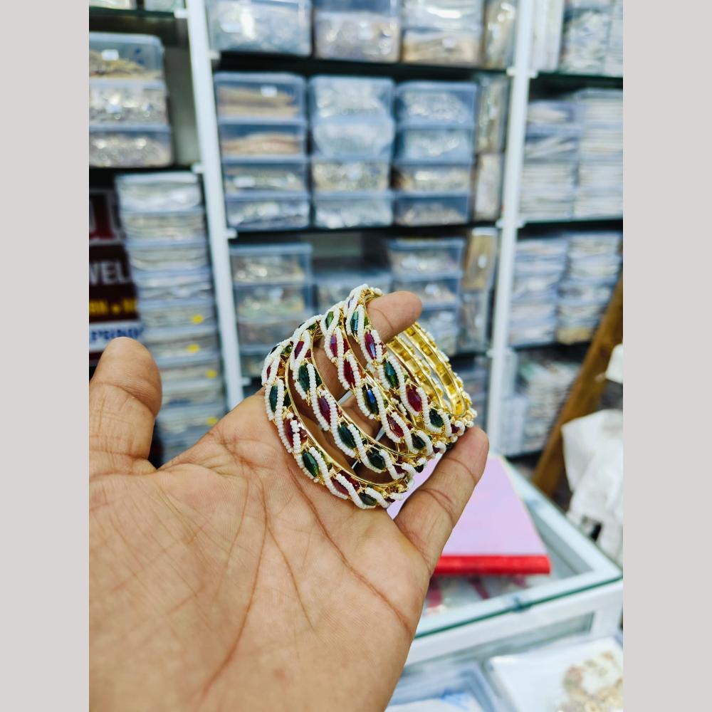 Pooja Bangles Gold Plated Pearls Bangles Set