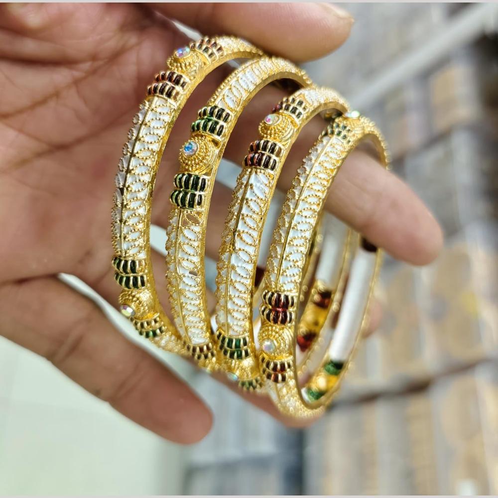 Pooja Bangles Gold Plated Austrian Stone Meenakari Bangles Set