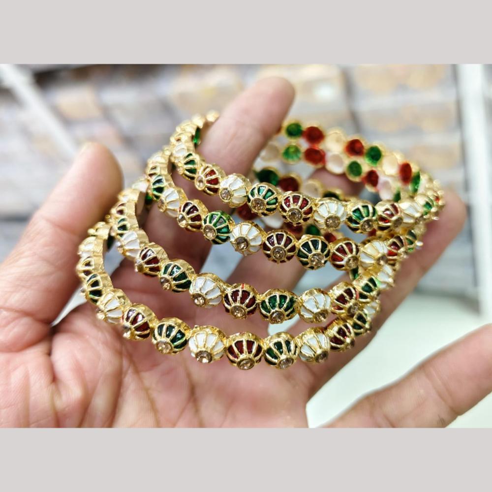 Pooja Bangles Gold Plated Austrian Stone Meenakari Bangles Set