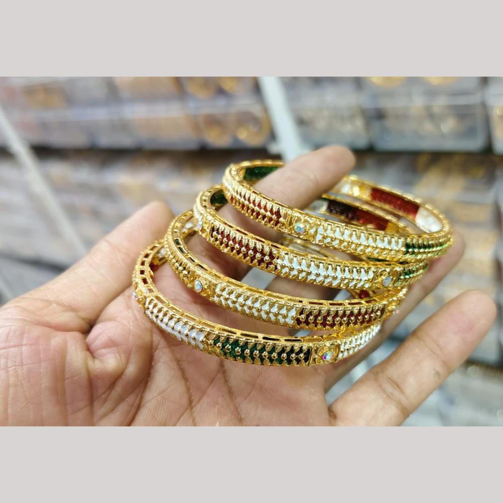 Pooja Bangles Gold Plated Austrian Stone Meenakari Bangles Set