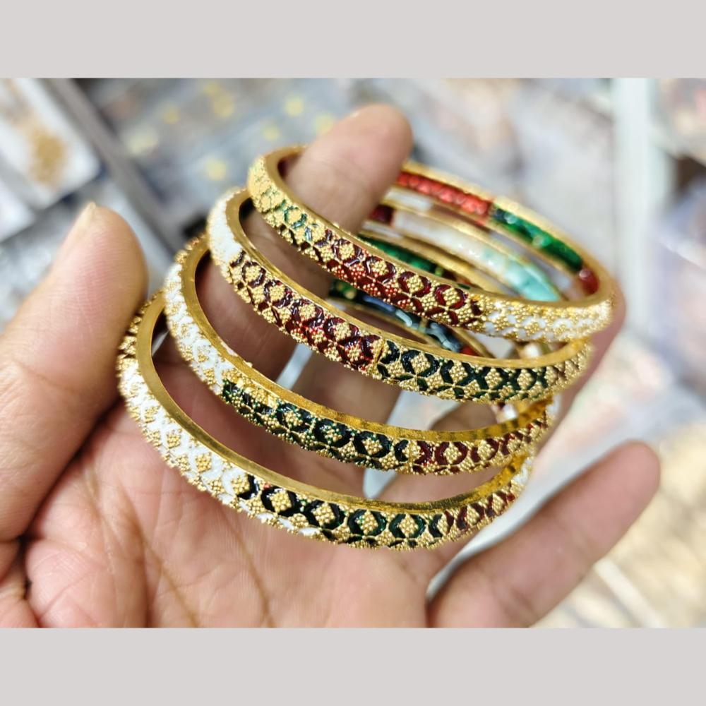 Pooja Bangles Gold Plated Meenakari Bangles Set