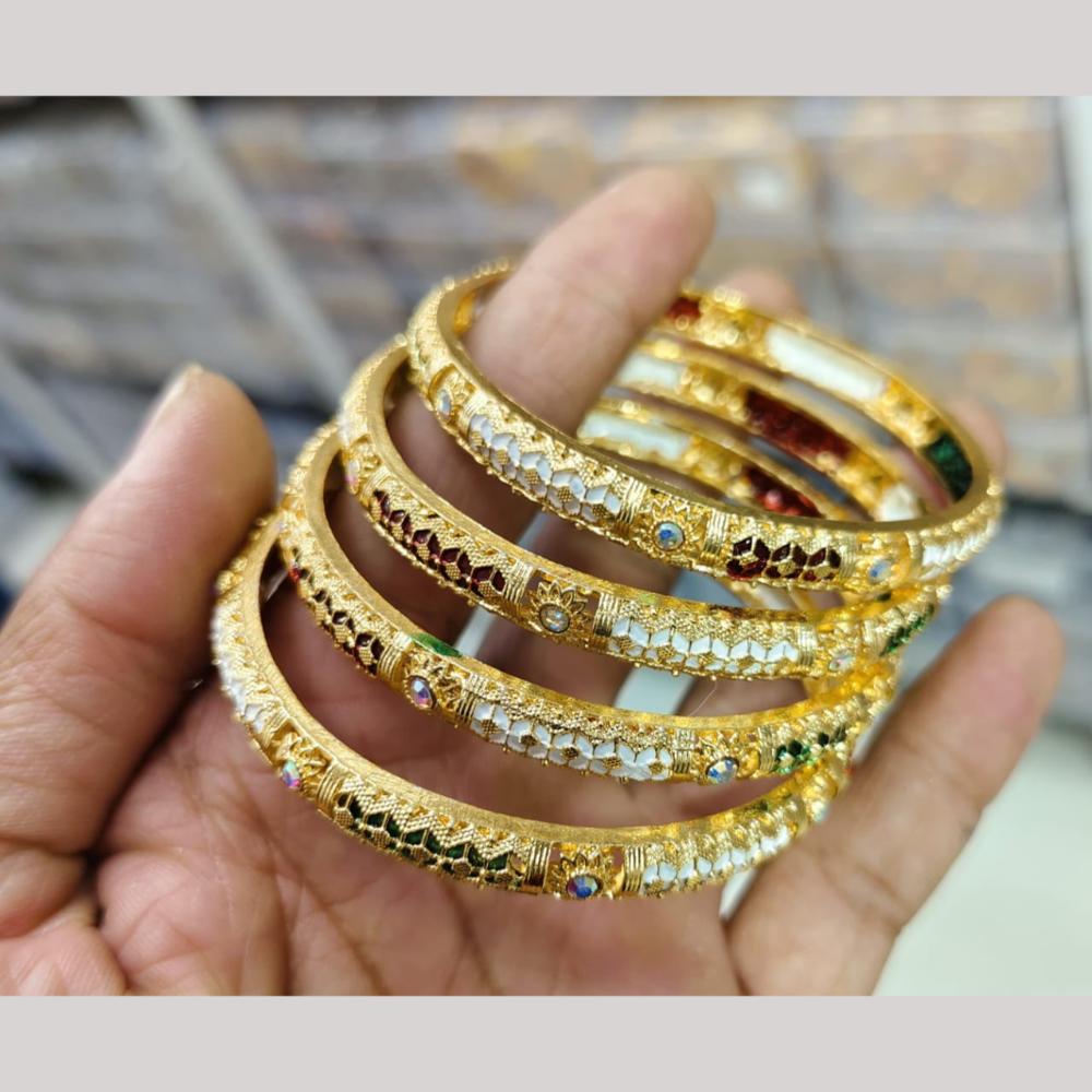 Pooja Bangles Gold Plated Austrian Stone Meenakari Bangles Set