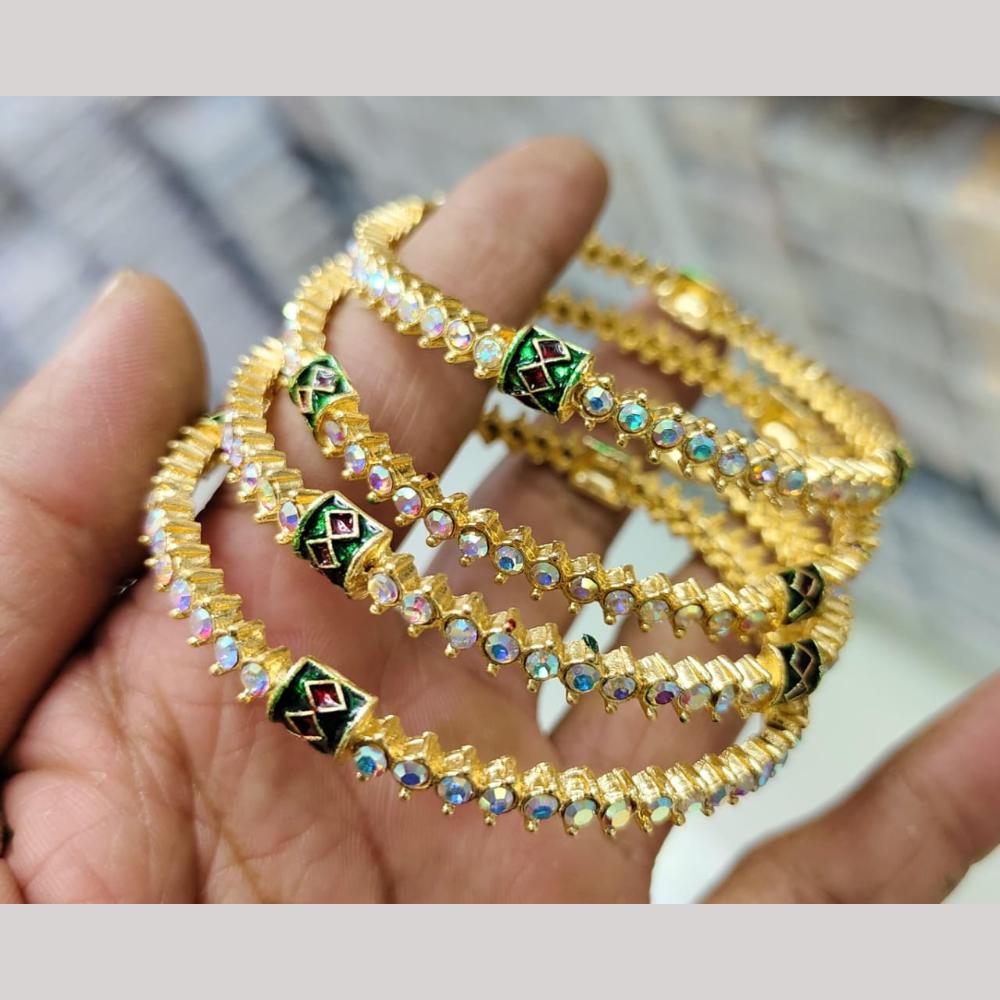 Pooja Bangles Gold Plated Austrian Stone Meenakari Bangles Set