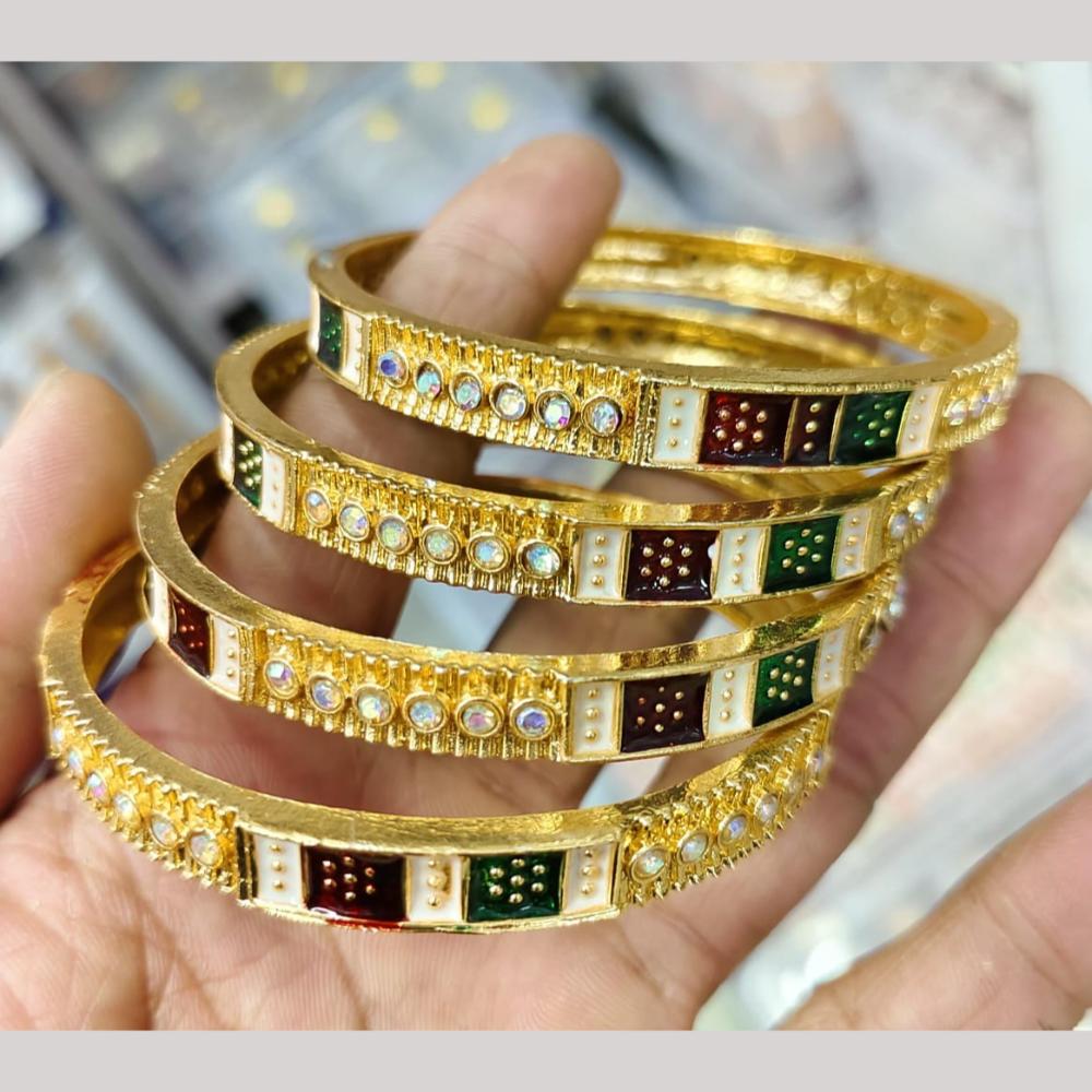 Pooja Bangles Gold Plated Austrian Stone Meenakari Bangles Set