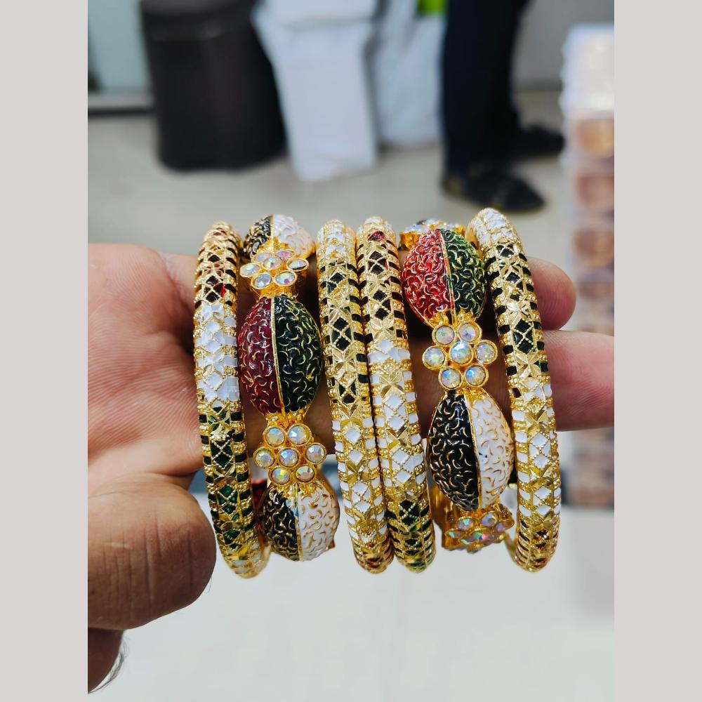 Pooja Bangles Gold Plated Austrian Stone Meenakari Bangles Set