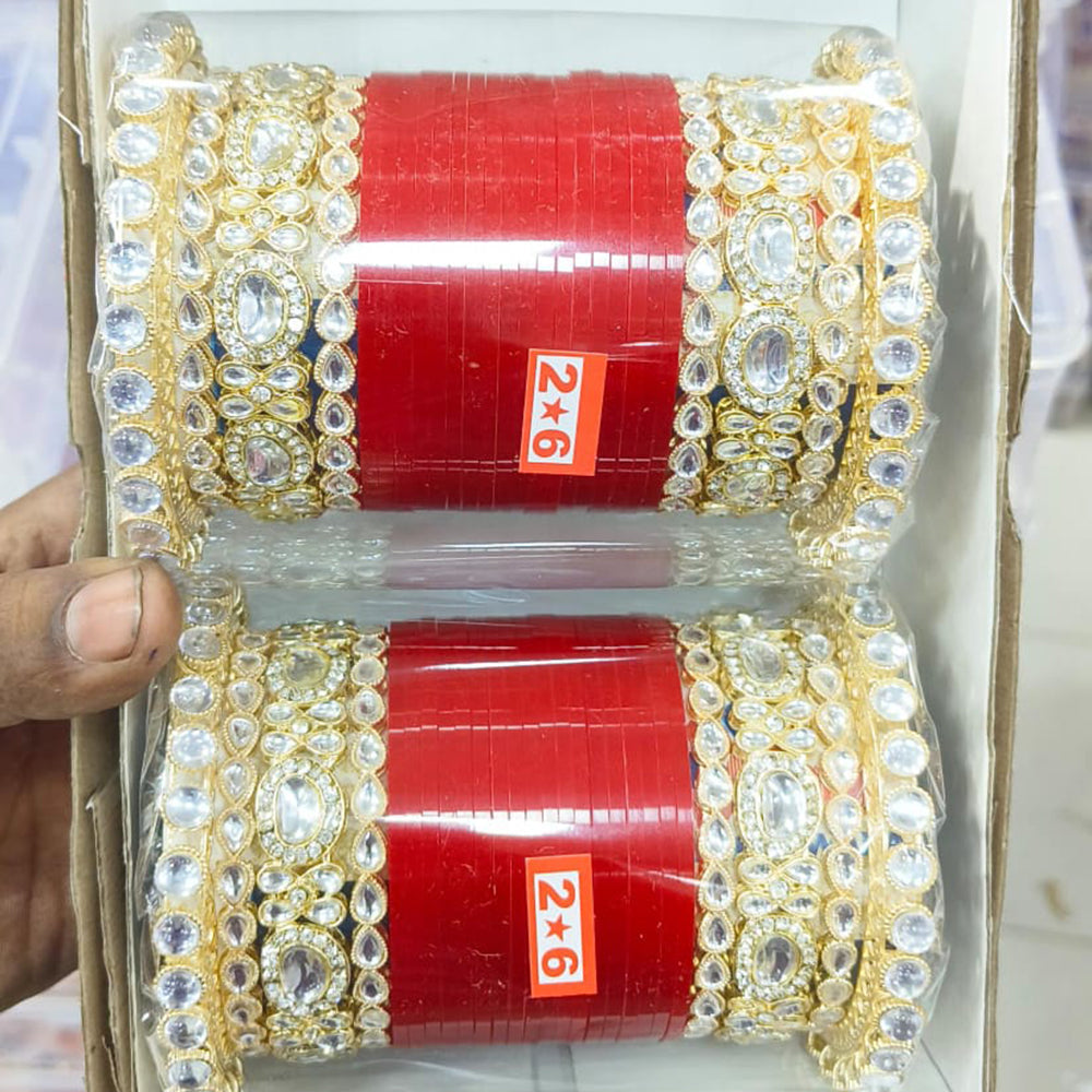 Pooja Bangles Gold Plated Kundan Stone Acrylic Bangles Set