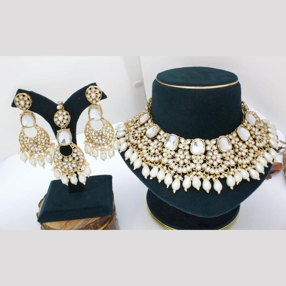 Pooja Bangles Gold Plated Kundan Stone And Beads Choker Necklace Set