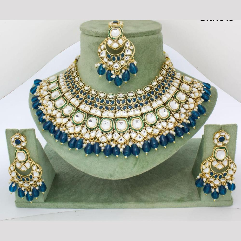 Pooja Bangles Gold Plated Kundan Stone And Beads Choker Necklace Set