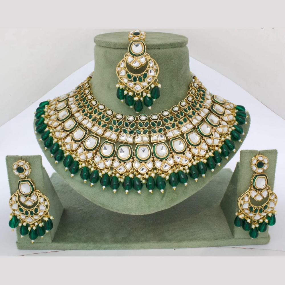 Pooja Bangles Gold Plated Kundan Stone And Beads Choker Necklace Set