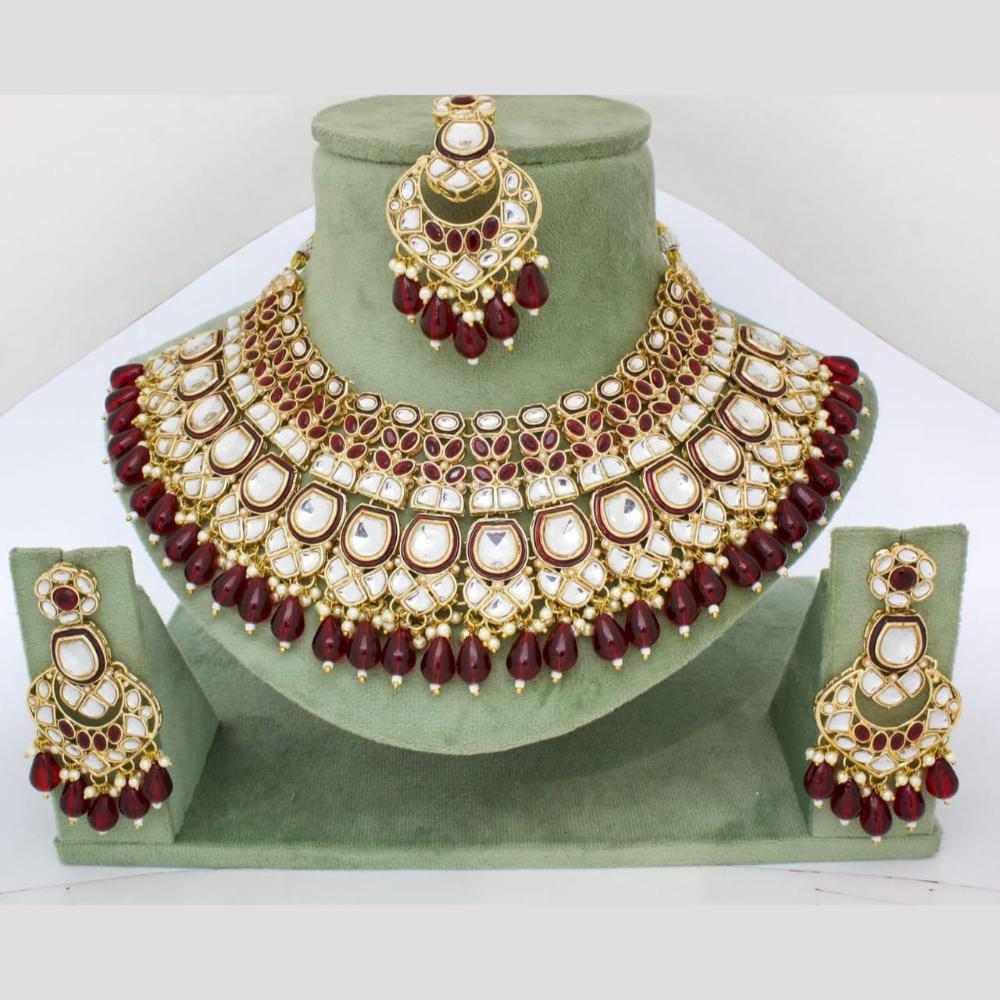 Pooja Bangles Gold Plated Kundan Stone And Beads Choker Necklace Set