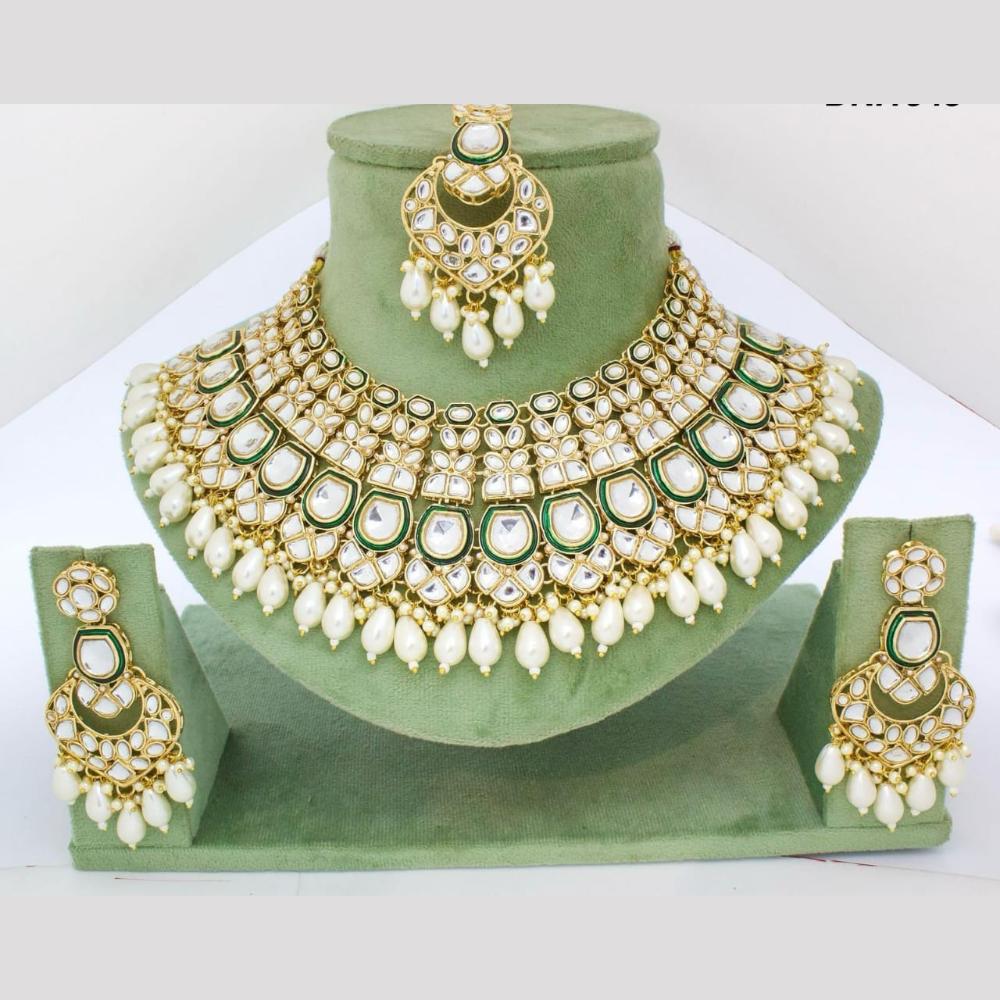 Pooja Bangles Gold Plated Kundan Stone And Beads Choker Necklace Set