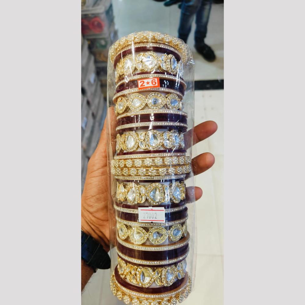 Pooja Bangles Gold Plated Kundan Stone Acrylic Bangles Set