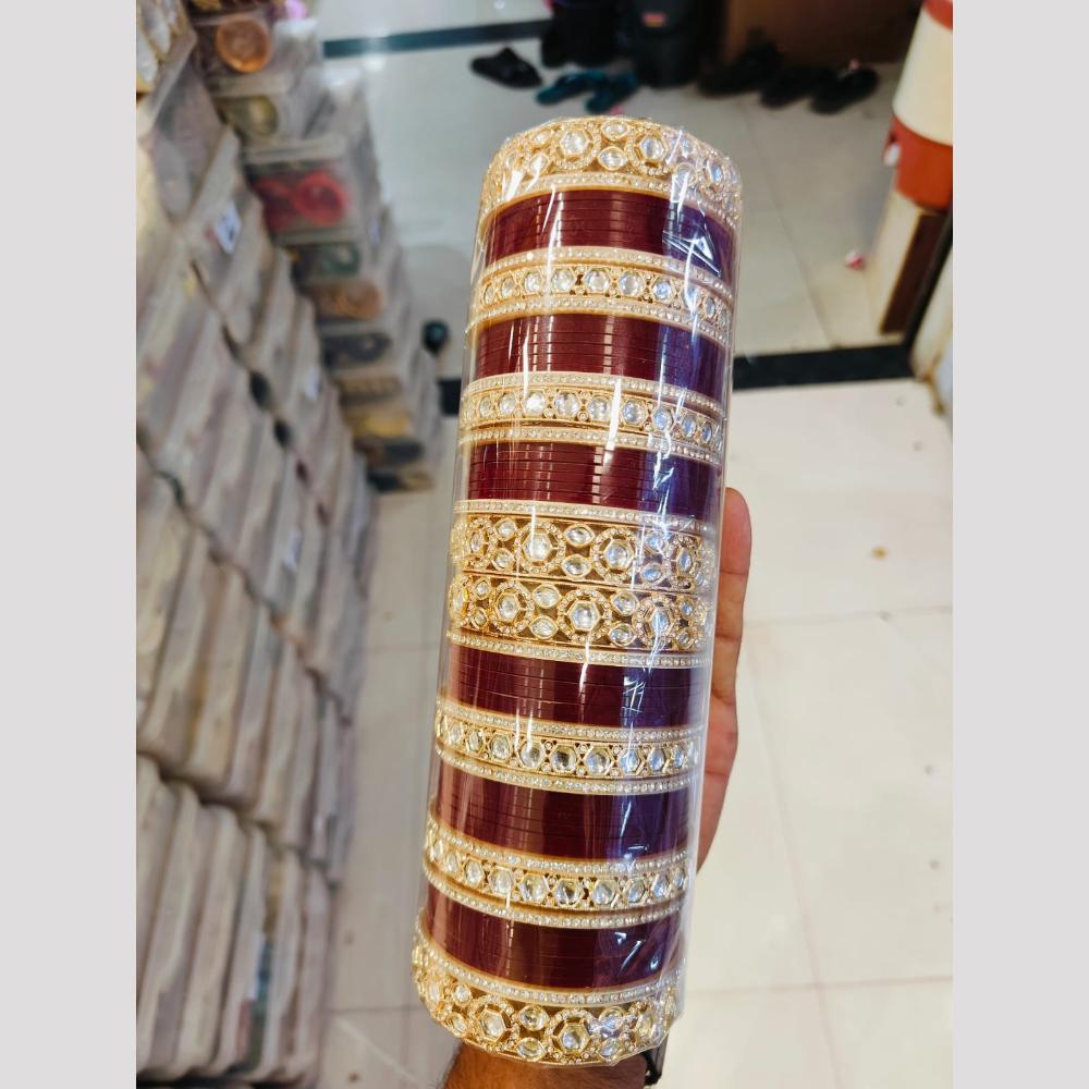 Pooja Bangles Gold Plated Kundan Stone Acrylic Bangles Set
