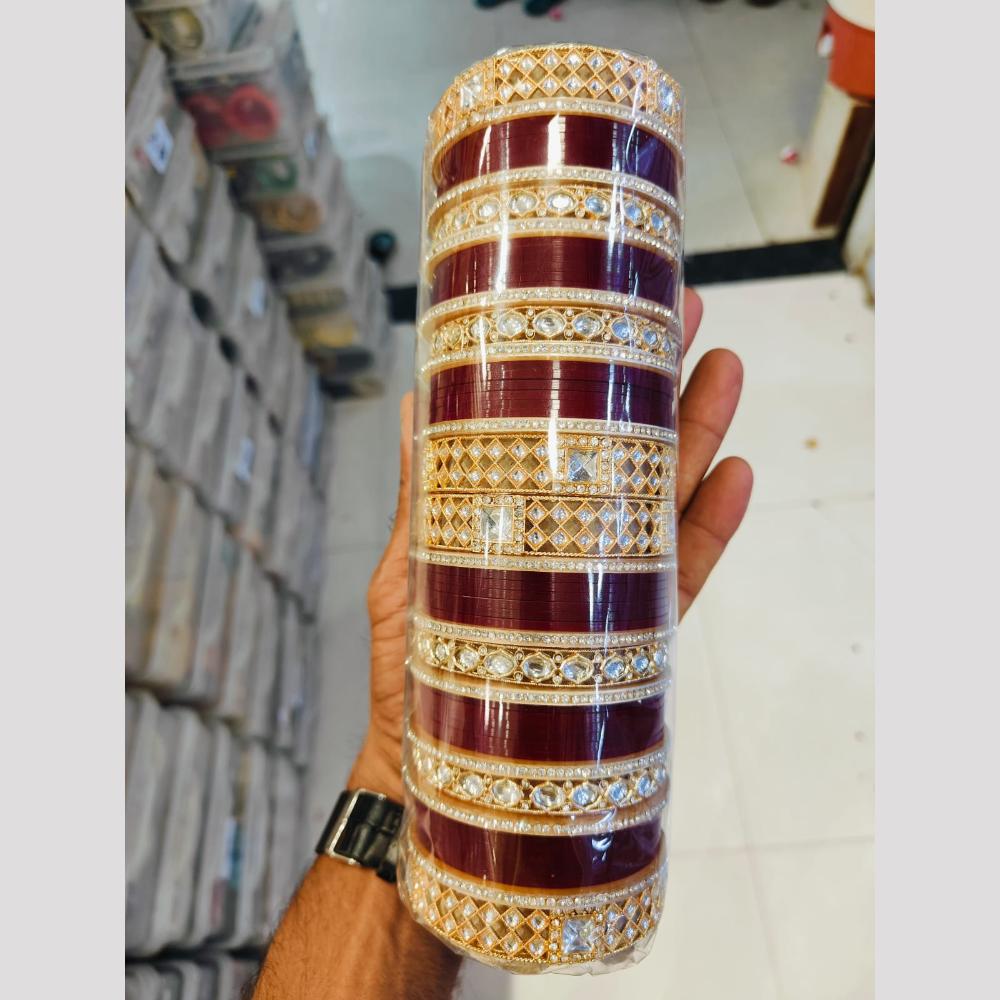 Pooja Bangles Gold Plated Kundan Stone Acrylic Bangles Set