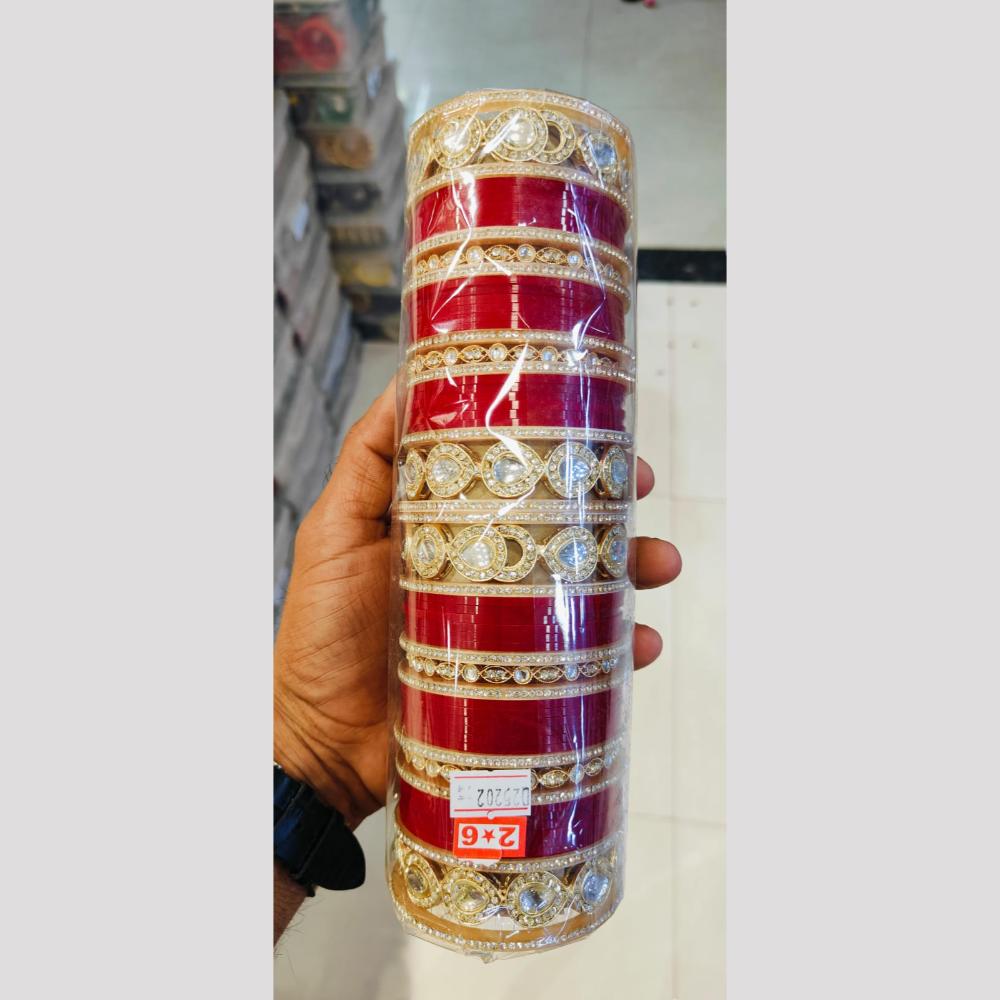 Pooja Bangles Gold Plated Kundan Stone Acrylic Bangles Set