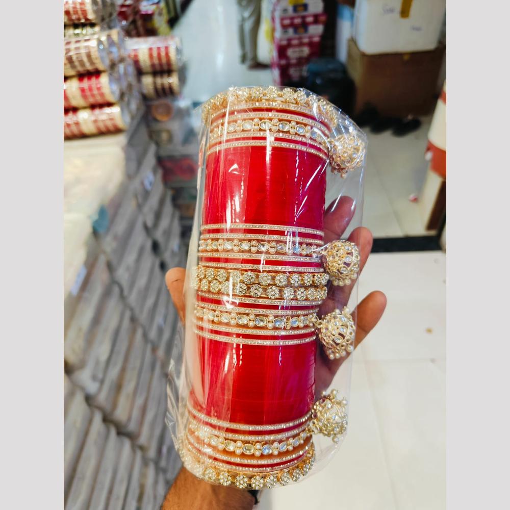 Pooja Bangles Gold Plated Kundan Stone Acrylic Bangles Set