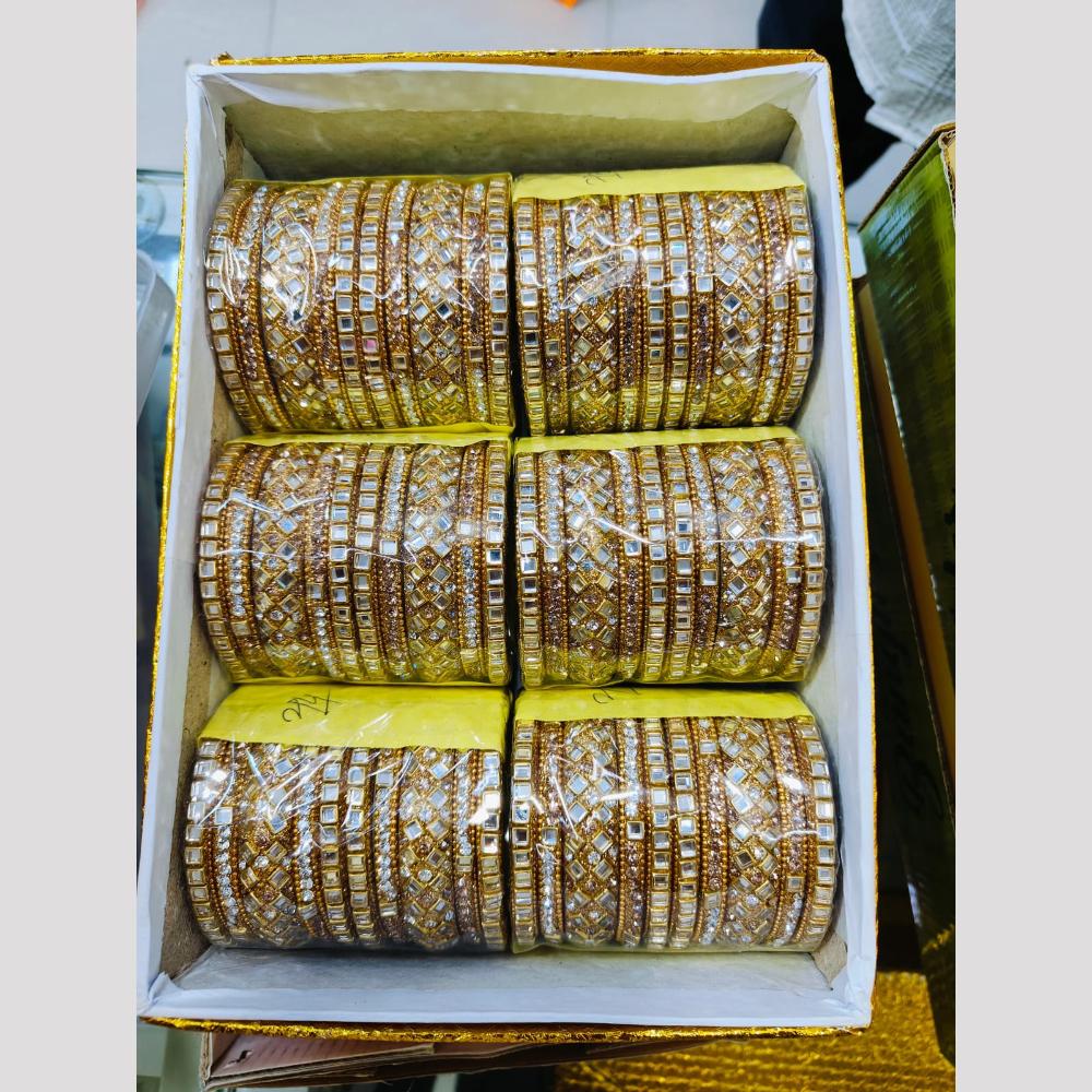 Pooja Bangles Gold Plated Mirror Bangles Set