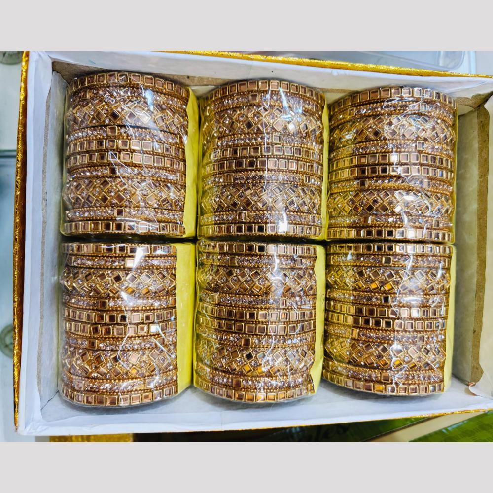 Pooja Bangles Gold Plated Mirror Bangles Set