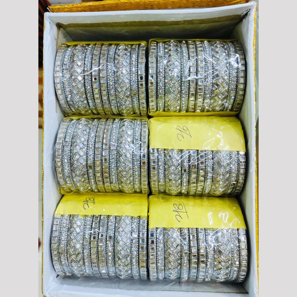 Pooja Bangles Silver Plated Mirror Bangles Set