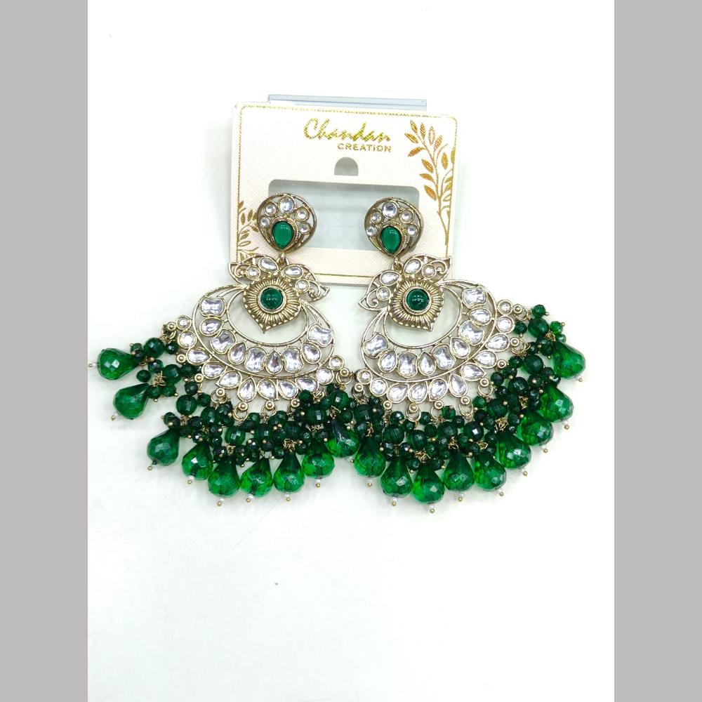 Pooja Bangles Gold Plated Kundan Stone And Pearl Dangler Earrings