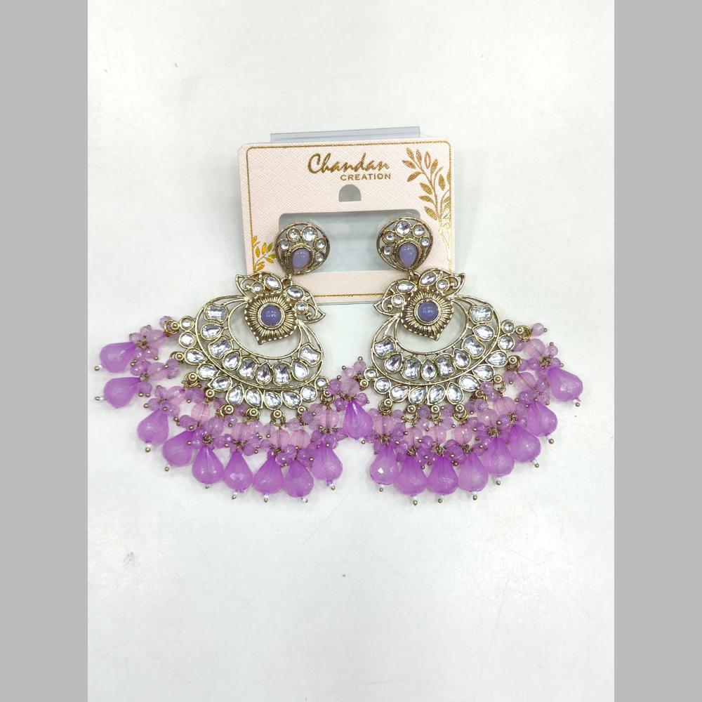 Pooja Bangles Gold Plated Kundan Stone And Pearl Dangler Earrings