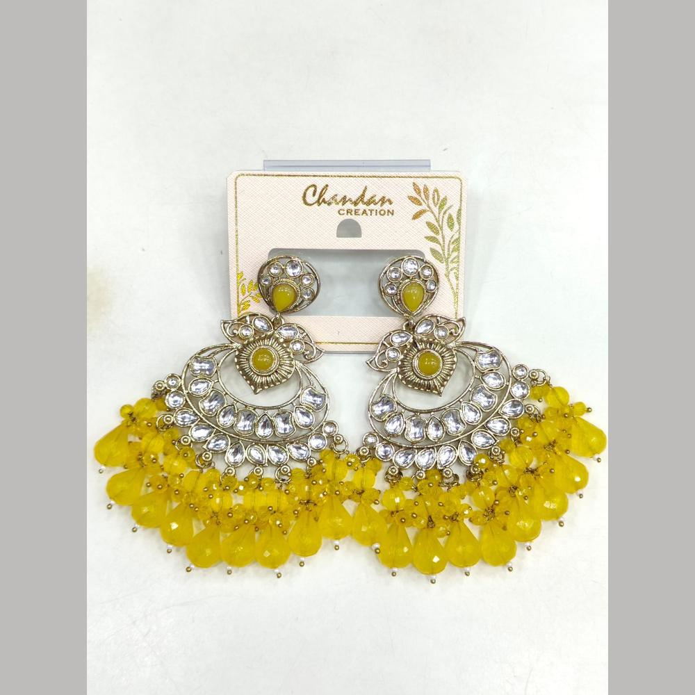 Pooja Bangles Gold Plated Kundan Stone And Pearl Dangler Earrings