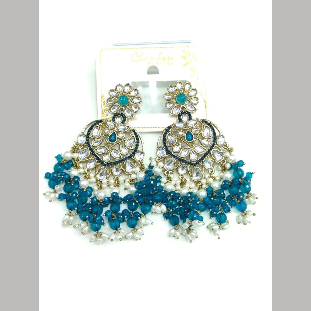 Pooja Bangles Gold Plated Kundan Stone And Pearl Dangler Earrings