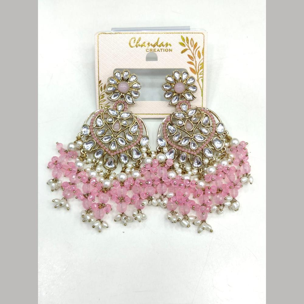 Pooja Bangles Gold Plated Kundan Stone And Pearl Dangler Earrings