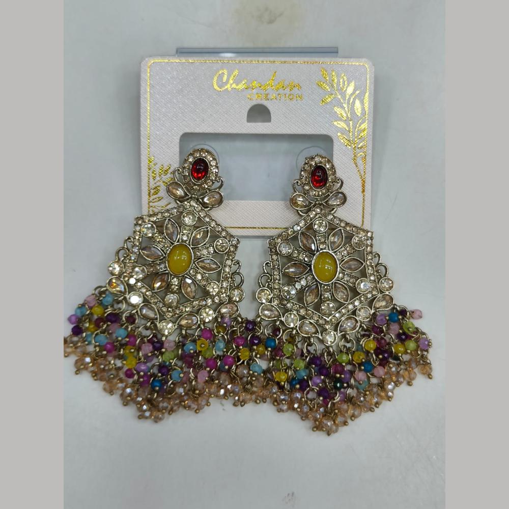 Pooja Bangles Gold Plated Kundan Stone And Pearl Dangler Earrings