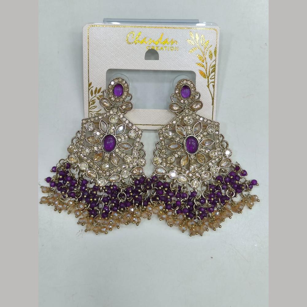 Pooja Bangles Gold Plated Kundan Stone And Pearl Dangler Earrings