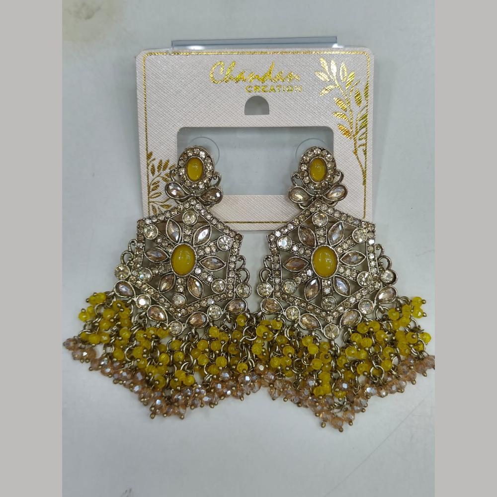 Pooja Bangles Gold Plated Kundan Stone And Pearl Dangler Earrings