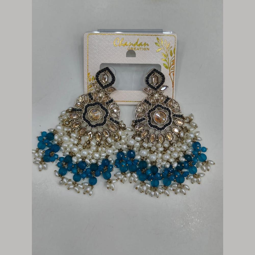 Pooja Bangles Gold Plated Kundan Stone And Pearl Dangler Earrings