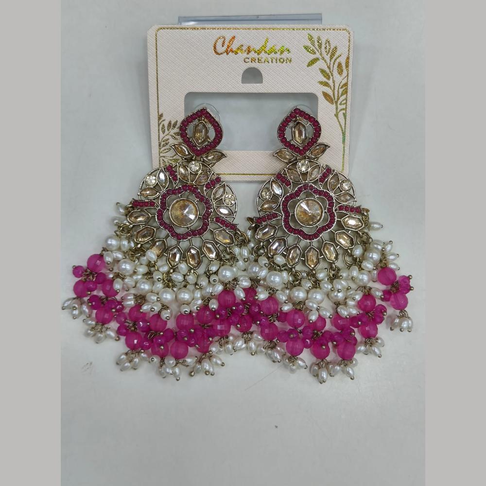 Pooja Bangles Gold Plated Kundan Stone And Pearl Dangler Earrings