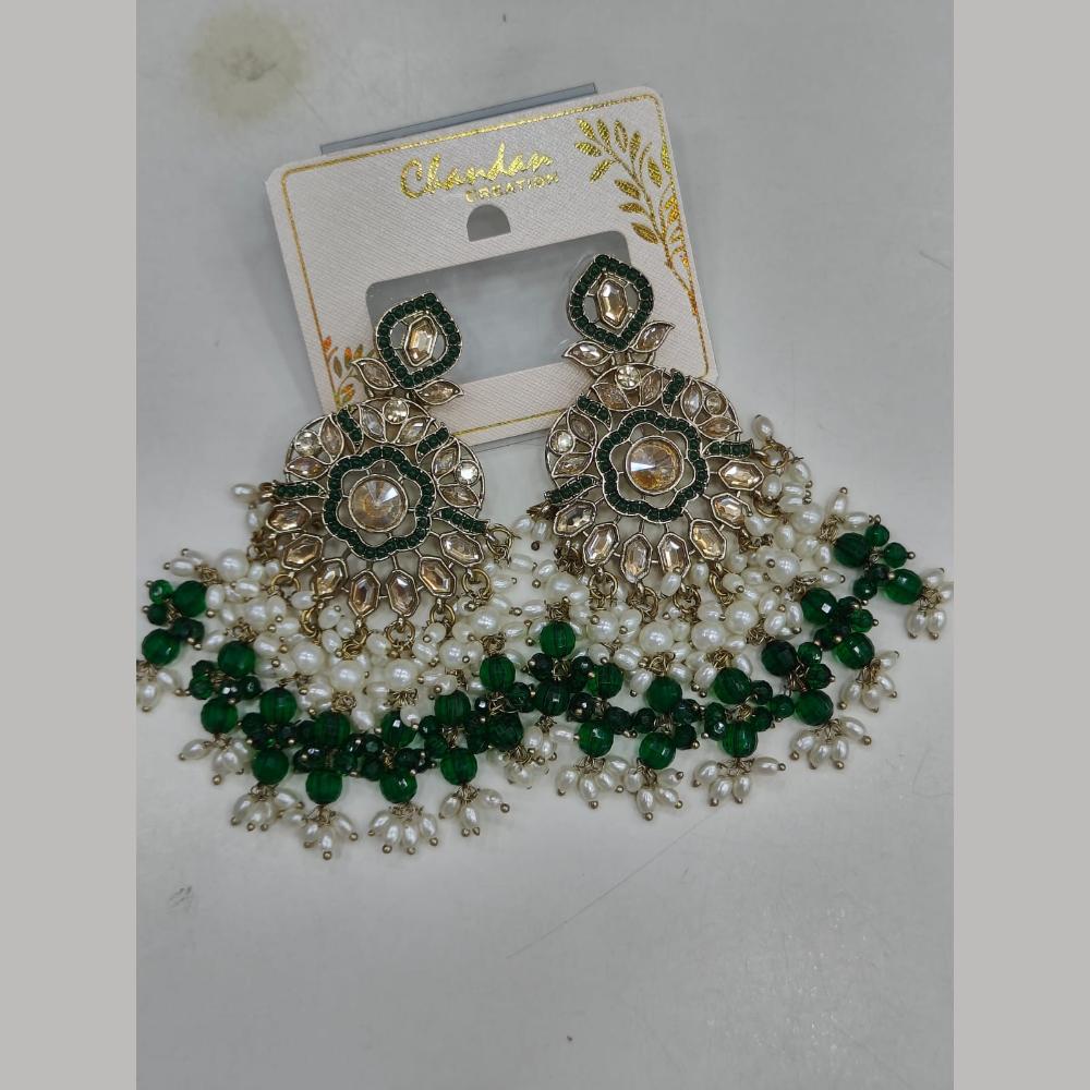 Pooja Bangles Gold Plated Kundan Stone And Pearl Dangler Earrings