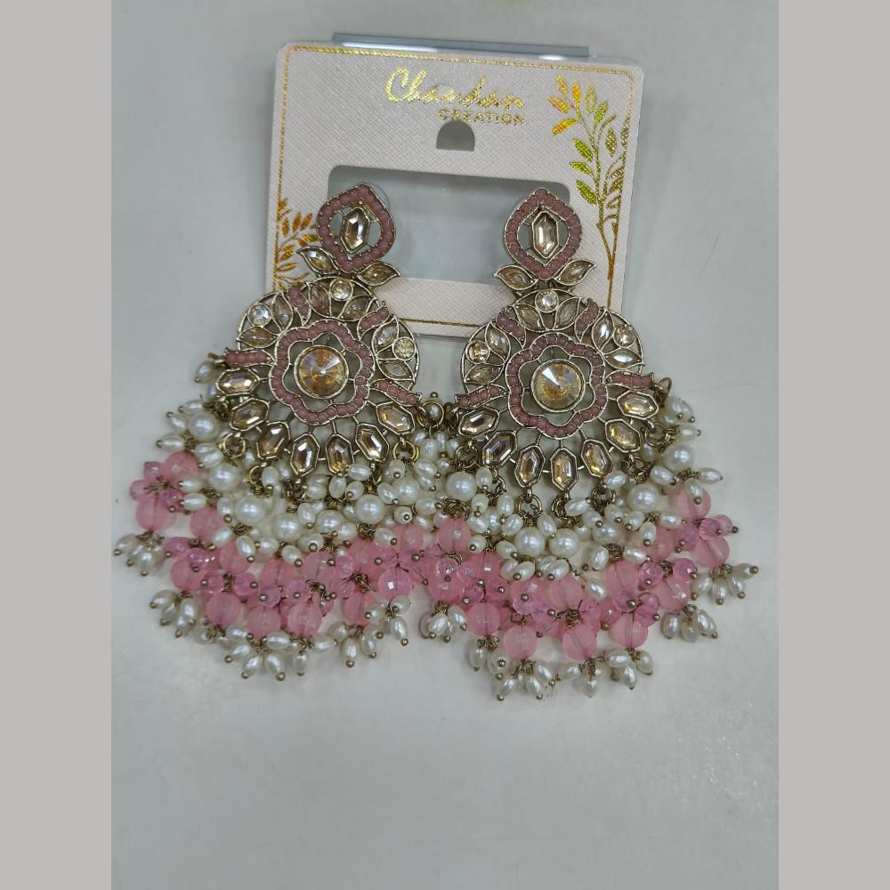 Pooja Bangles Gold Plated Kundan Stone And Pearl Dangler Earrings