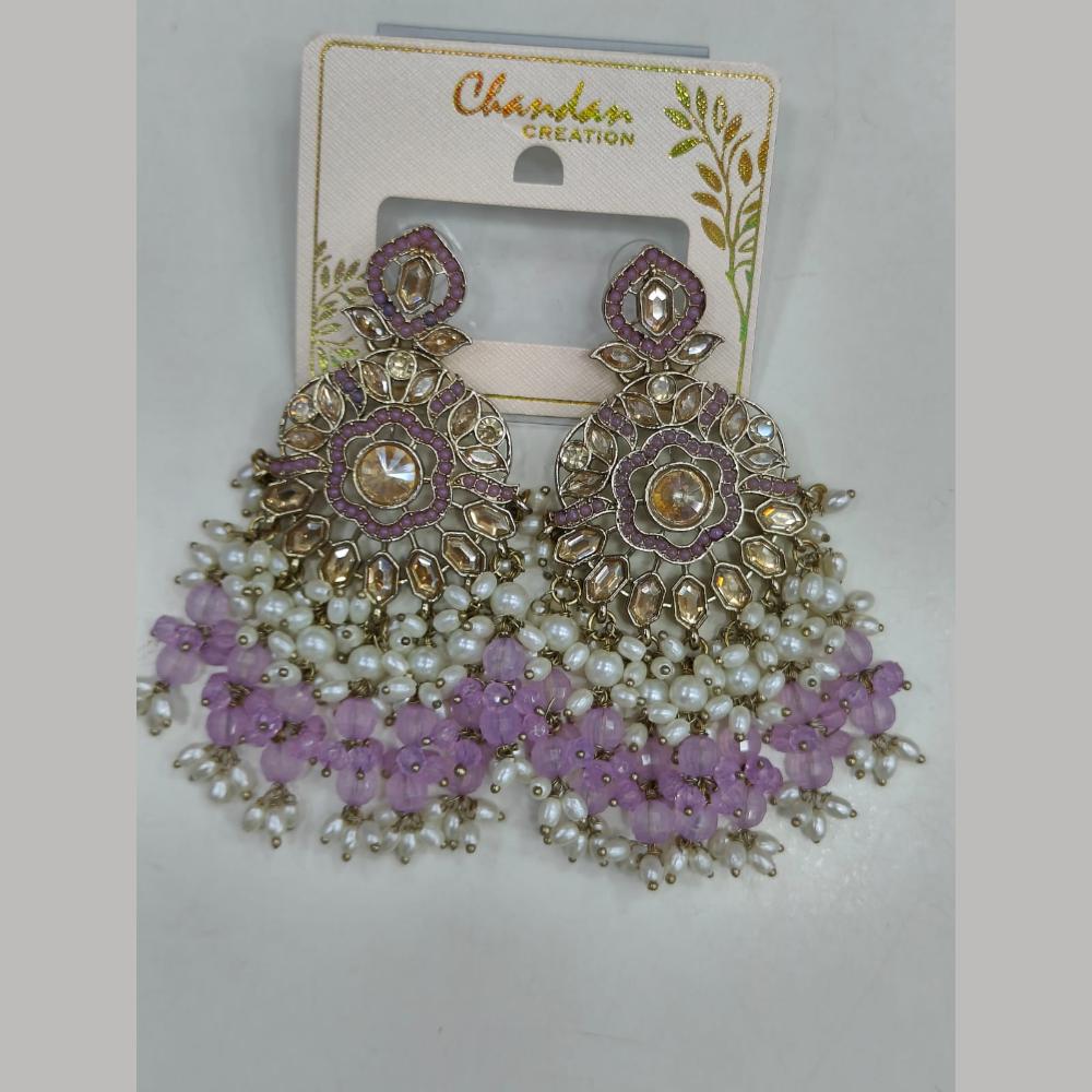 Pooja Bangles Gold Plated Kundan Stone And Pearl Dangler Earrings