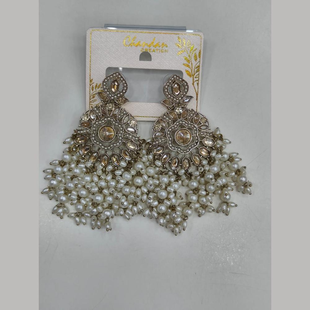 Pooja Bangles Gold Plated Kundan Stone And Pearl Dangler Earrings