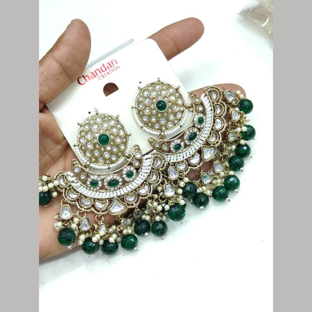 Pooja Bangles Gold Plated Kundan Stone And Pearl Dangler Earrings