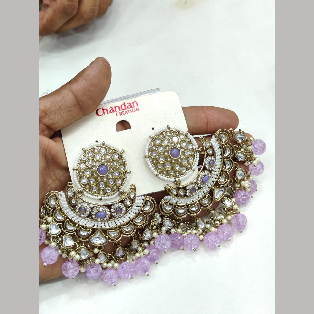 Pooja Bangles Gold Plated Kundan Stone And Pearl Dangler Earrings