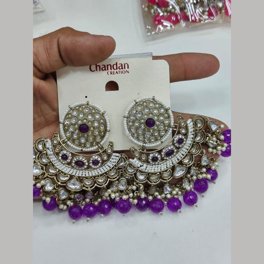 Pooja Bangles Gold Plated Kundan Stone And Pearl Dangler Earrings