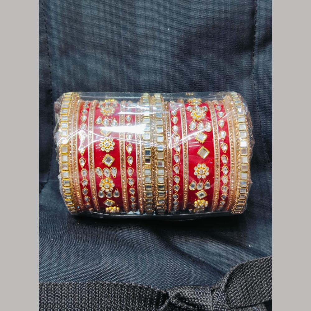 Pooja Bangles Gold Plated Mirror Acrylic Bangles Set